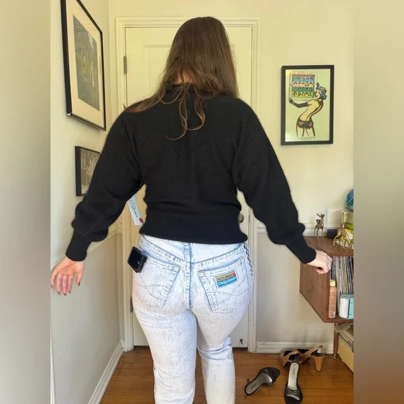 80s Vintage Angora Blend Peacock Sweater Sz M - Picture 2 of 7